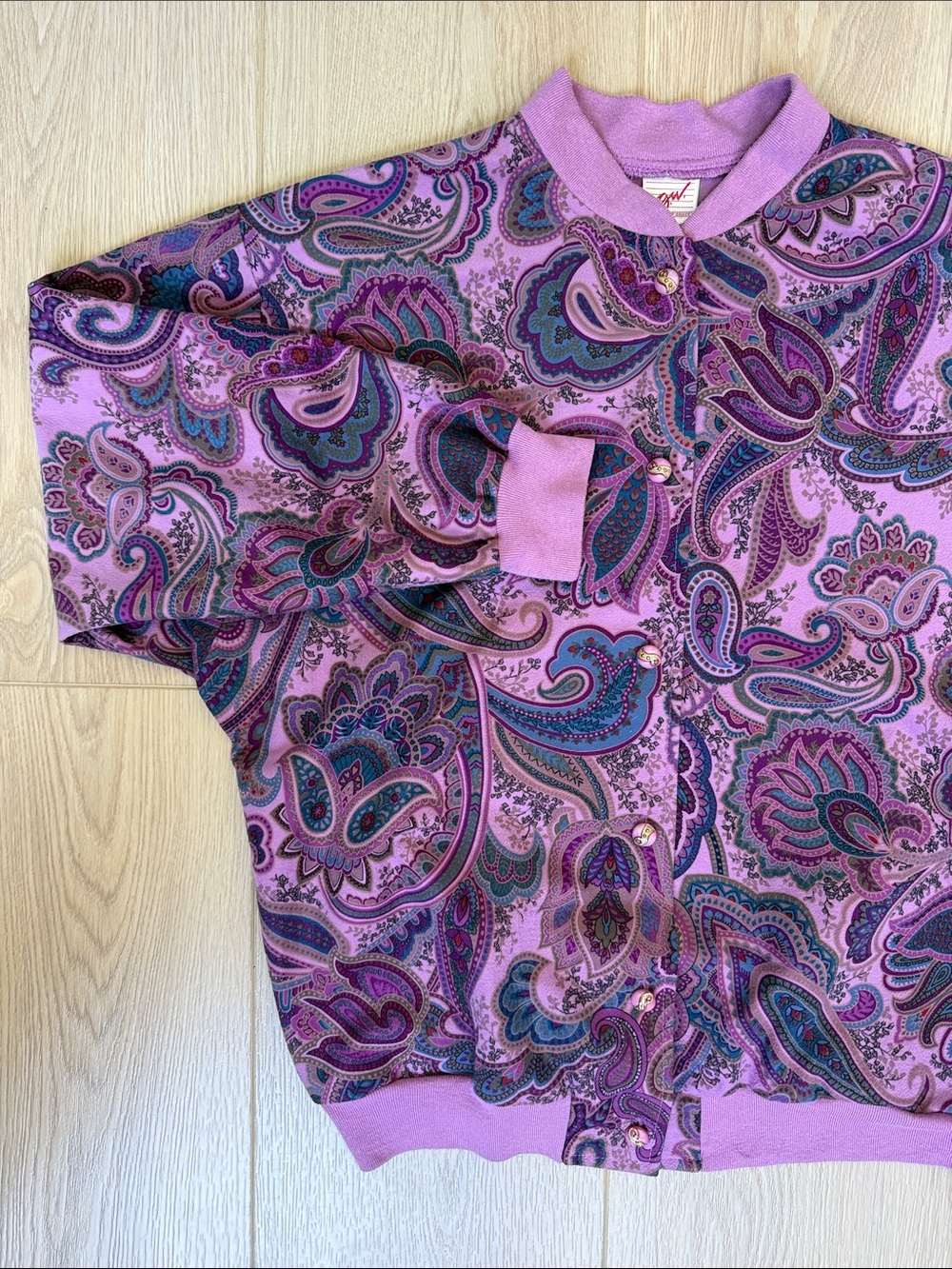 Vintage Purple Paisley Jacket GW by Graff Statement Bomber Button Up Sz 12